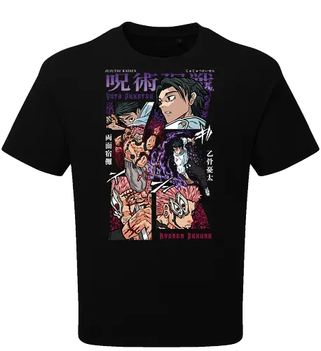 Yuta vs Sukuna Final Curse JJK - Yuta Okkotsu, Ryomen Sukuna, Jujutsu, final battle, cursed clash, dark anime art, manga fan gift, otaku apparel - Oversize T-Shirt