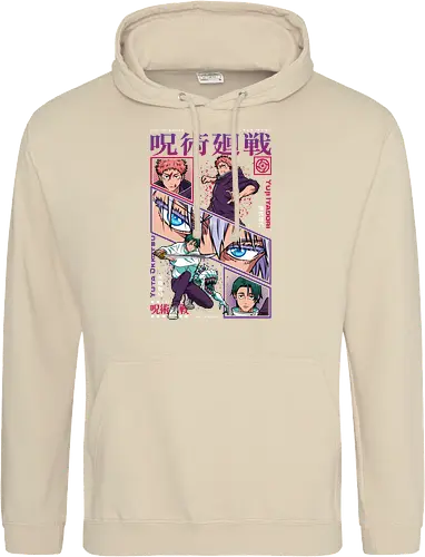 Yuta vs Itadori Cursed Rivals JJK - Yuta Okkotsu, Yuji Itadori, Jujutsu, rivals clash, panel grid style, manga art, anime gift idea, shonen showdown - Standard Hoodie
