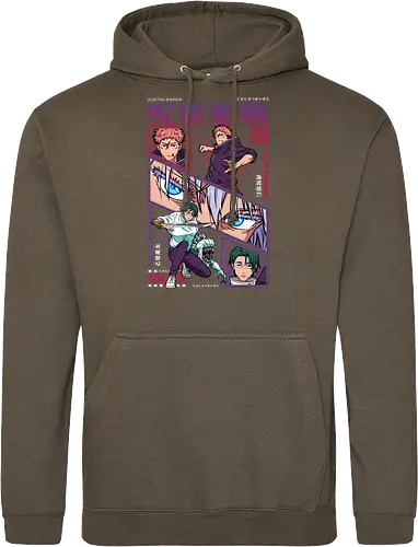 Yuta vs Itadori Cursed Rivals JJK - Yuta Okkotsu, Yuji Itadori, Jujutsu, rivals clash, panel grid style, manga art, anime gift idea, shonen showdown - Standard Hoodie