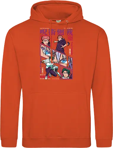 Yuta vs Itadori Cursed Rivals JJK - Yuta Okkotsu, Yuji Itadori, Jujutsu, rivals clash, panel grid style, manga art, anime gift idea, shonen showdown - Standard Hoodie