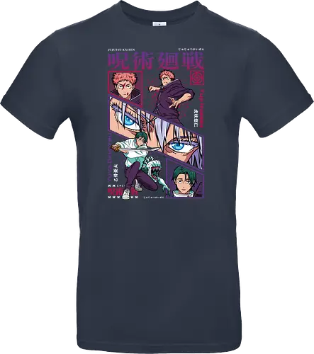 Yuta vs Itadori Cursed Rivals JJK - Yuta Okkotsu, Yuji Itadori, Jujutsu, rivals clash, panel grid style, manga art, anime gift idea, shonen showdown - Standard T-Shirt