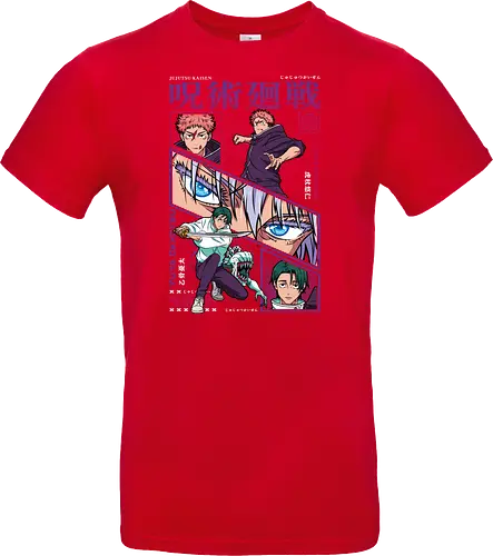 Yuta vs Itadori Cursed Rivals JJK - Yuta Okkotsu, Yuji Itadori, Jujutsu, rivals clash, panel grid style, manga art, anime gift idea, shonen showdown - Standard T-Shirt