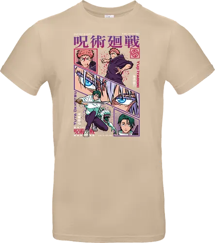 Yuta vs Itadori Cursed Rivals JJK - Yuta Okkotsu, Yuji Itadori, Jujutsu, rivals clash, panel grid style, manga art, anime gift idea, shonen showdown - Standard T-Shirt
