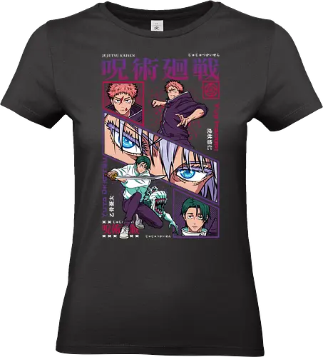 Yuta vs Itadori Cursed Rivals JJK - Yuta Okkotsu, Yuji Itadori, Jujutsu, rivals clash, panel grid style, manga art, anime gift idea, shonen showdown - Standard T-Shirt (Women)