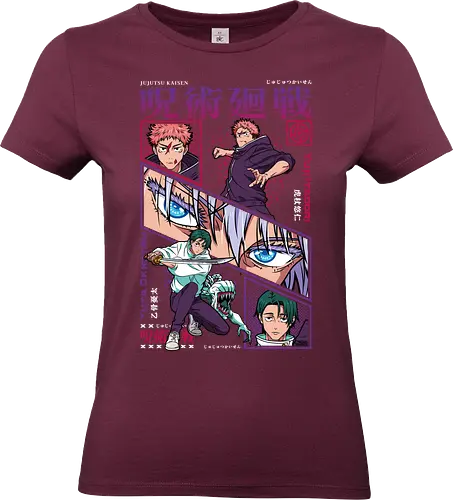 Yuta vs Itadori Cursed Rivals JJK - Yuta Okkotsu, Yuji Itadori, Jujutsu, rivals clash, panel grid style, manga art, anime gift idea, shonen showdown - Standard T-Shirt (Women)