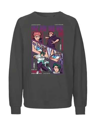 Yuta vs Itadori Cursed Rivals JJK - Yuta Okkotsu, Yuji Itadori, Jujutsu, rivals clash, panel grid style, manga art, anime gift idea, shonen showdown - Fairtrade Sweatshirt