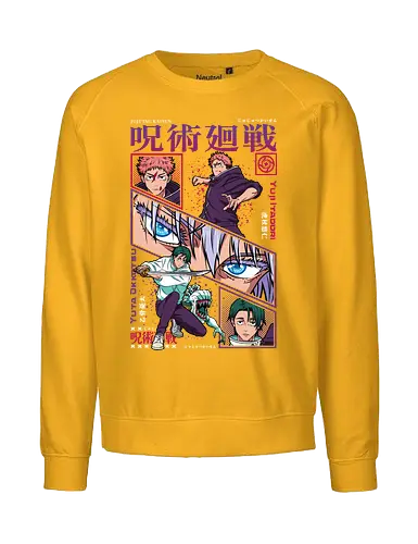 Yuta vs Itadori Cursed Rivals JJK - Yuta Okkotsu, Yuji Itadori, Jujutsu, rivals clash, panel grid style, manga art, anime gift idea, shonen showdown - Fairtrade Sweatshirt