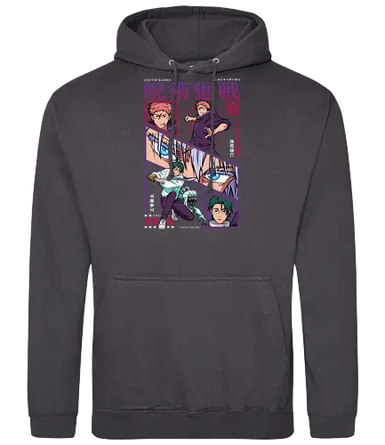 Yuta vs Itadori Cursed Rivals JJK - Yuta Okkotsu, Yuji Itadori, Jujutsu, rivals clash, panel grid style, manga art, anime gift idea, shonen showdown - Standard Hoodie