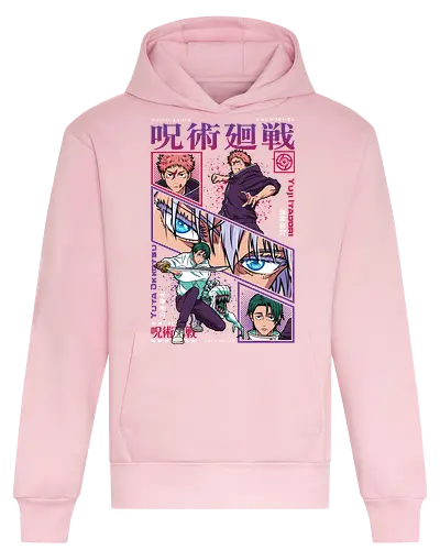 Yuta vs Itadori Cursed Rivals JJK - Yuta Okkotsu, Yuji Itadori, Jujutsu, rivals clash, panel grid style, manga art, anime gift idea, shonen showdown - Heavyweight Hoodie