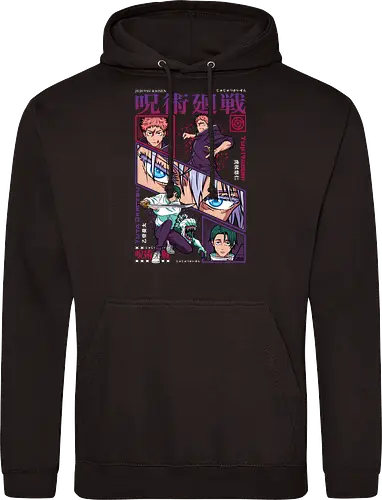 Yuta vs Itadori Cursed Rivals JJK - Yuta Okkotsu, Yuji Itadori, Jujutsu, rivals clash, panel grid style, manga art, anime gift idea, shonen showdown - Standard Hoodie