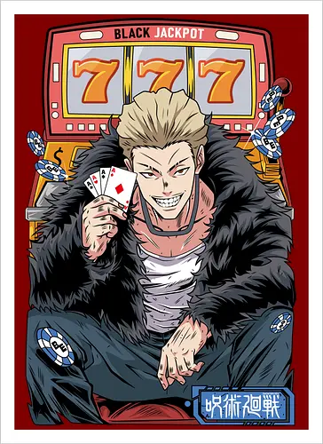 Hakari JJK Jackpot Energy - Hakari Kinji, Jujutsu, casino vibes, dark anime, otaku gift, anime fan, bold graphic, shonen - Artprint