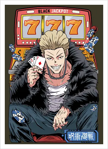 Hakari JJK Jackpot Energy - Hakari Kinji, Jujutsu, casino vibes, dark anime, otaku gift, anime fan, bold graphic, shonen - Artprint