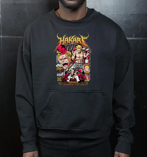 Hakari Kinji Unstoppable Fever - Hakari, JJK manga, print file, aggressive style, weeb gift, anime merchandise, metal aesthetic, jujutsu sorcerer - Cropped Sweatshirt