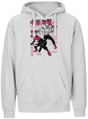 Itadori and Sukuna King of Curses - Sukuna, Yuji Itadori, dark fantasy, jujutsu kaisen art, anime otaku, villain energy, pink aesthetic, shonen battle - Fairtrade Hoodie