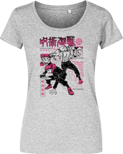 Itadori and Sukuna King of Curses - Sukuna, Yuji Itadori, dark fantasy, jujutsu kaisen art, anime otaku, villain energy, pink aesthetic, shonen battle - Women T-Shirt