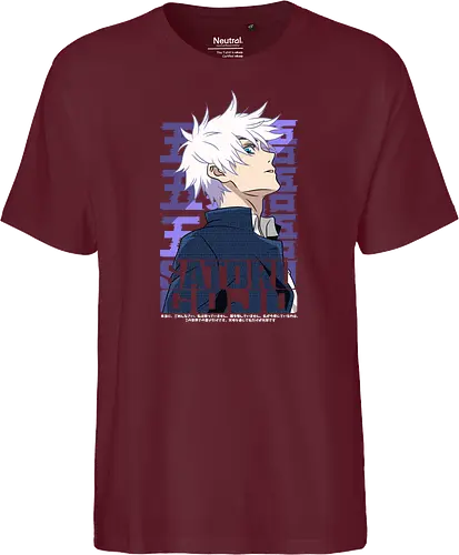Satoru Gojo Japan Limitless Legend - Gojo Satoru, JJK strongest, Japan style, white hair anime, anime fan gift, cool sorcerer, minimalist design, Jujutsu - Fairtrade T-Shirt