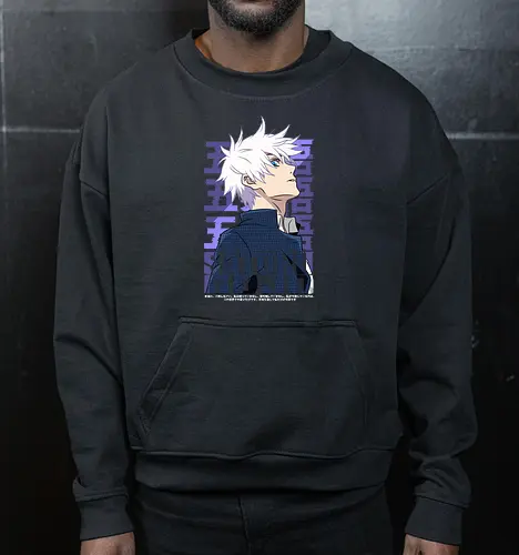 Satoru Gojo Japan Limitless Legend - Gojo Satoru, JJK strongest, Japan style, white hair anime, anime fan gift, cool sorcerer, minimalist design, Jujutsu - Cropped Sweatshirt
