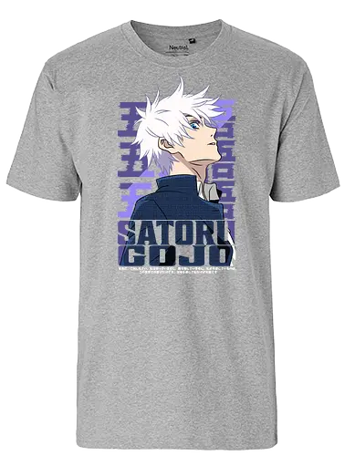 Satoru Gojo Japan Limitless Legend - Gojo Satoru, JJK strongest, Japan style, white hair anime, anime fan gift, cool sorcerer, minimalist design, Jujutsu - Fairtrade T-Shirt