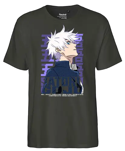 Satoru Gojo Japan Limitless Legend - Gojo Satoru, JJK strongest, Japan style, white hair anime, anime fan gift, cool sorcerer, minimalist design, Jujutsu - Fairtrade T-Shirt