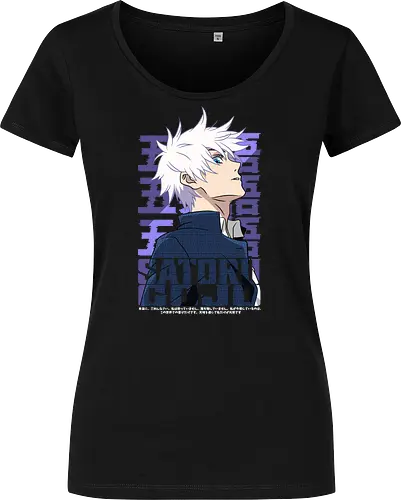Satoru Gojo Japan Limitless Legend - Gojo Satoru, JJK strongest, Japan style, white hair anime, anime fan gift, cool sorcerer, minimalist design, Jujutsu - Women T-Shirt