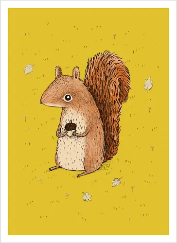 Oranges Eichhörnchen Hält Eichel Herbstblätter Flauschiger Schwanz - oranges Herbst Eichhörnchen, voluminöser flammender Schwanz, Eichel zwischen Pfoten, handgefertigte Skizze Illustration, trockene Herbstblätter Szenerie, braunes beiges Bauch Eichhörnchen, süße Herbst Tier Kunst, Waldtier Druck, Herbst Liebhaber Geschenk, Herbst Eichhörnchen Shirt, ausdrucksstarke große Augen Eichhörnchen, Bleistift Fell Textur Kunst, Herbst Wald Tier Kunst, entschlossenes süßes Eichhörnchen, Herbst Fauna Illustration - Artprint