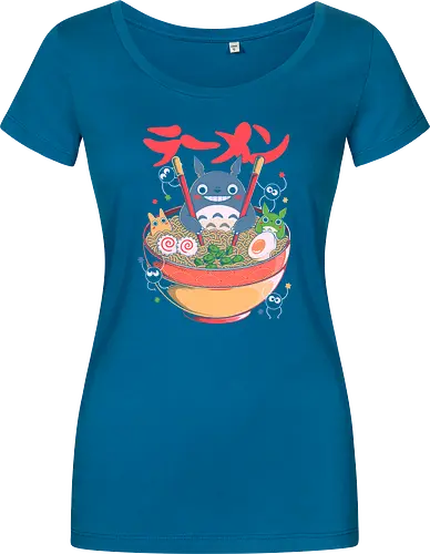 Ramen Friends - ramen, japanese, japan, anime, fantasy, cute, noodles, food, cartoon, kawaii, nostalgia, otaku, culture, oriental, creature, friends, playful, colorful, illustration, geek - Women T-Shirt