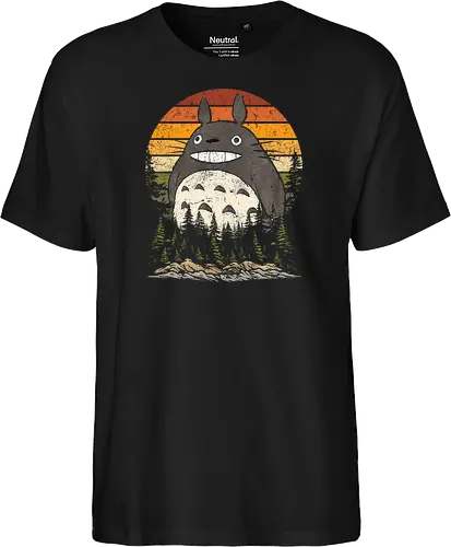 Autumn with my neighbor vintage - anime, manga, japan, retro, vintage, miyazaki, fall, autumn, cat, seasons, halloween - Fairtrade T-Shirt