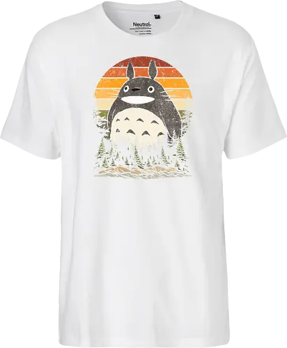 Autumn with my neighbor vintage - anime, manga, japan, retro, vintage, miyazaki, fall, autumn, cat, seasons, halloween - Fairtrade T-Shirt