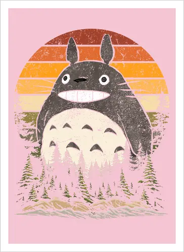 Autumn with my neighbor vintage - anime, manga, japan, retro, vintage, miyazaki, fall, autumn, cat, seasons, halloween - Artprint