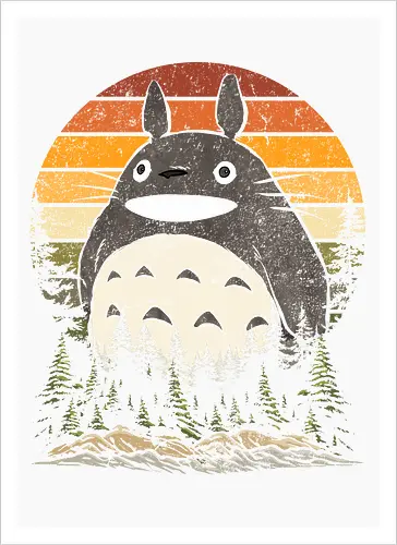 Autumn with my neighbor vintage - anime, manga, japan, retro, vintage, miyazaki, fall, autumn, cat, seasons, halloween - Artprint