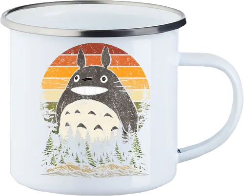 Autumn with my neighbor vintage - anime, manga, japan, retro, vintage, miyazaki, fall, autumn, cat, seasons, halloween - Enamel Mug