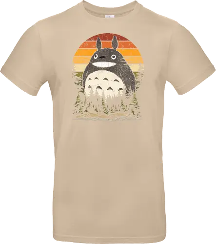 Autumn with my neighbor vintage - anime, manga, japan, retro, vintage, miyazaki, fall, autumn, cat, seasons, halloween - Standard T-Shirt