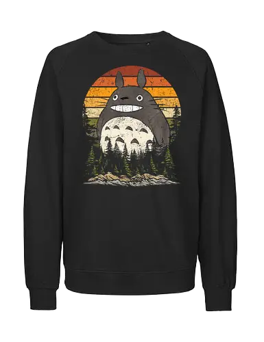 Autumn with my neighbor vintage - anime, manga, japan, retro, vintage, miyazaki, fall, autumn, cat, seasons, halloween - Fairtrade Sweatshirt