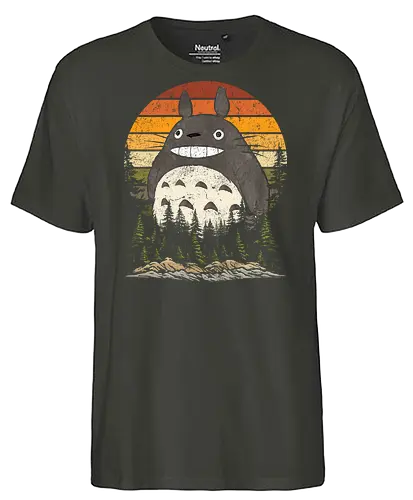 Autumn with my neighbor vintage - anime, manga, japan, retro, vintage, miyazaki, fall, autumn, cat, seasons, halloween - Fairtrade T-Shirt