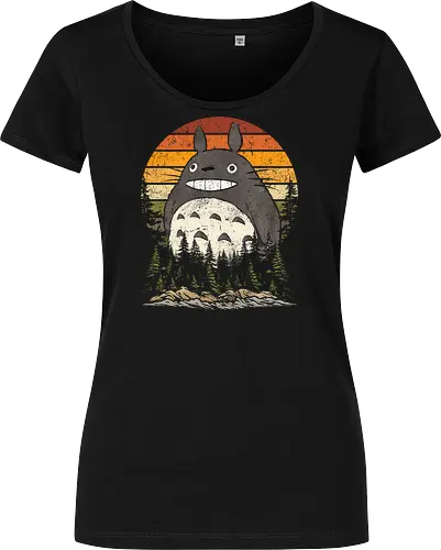 Autumn with my neighbor vintage - anime, manga, japan, retro, vintage, miyazaki, fall, autumn, cat, seasons, halloween - Women T-Shirt