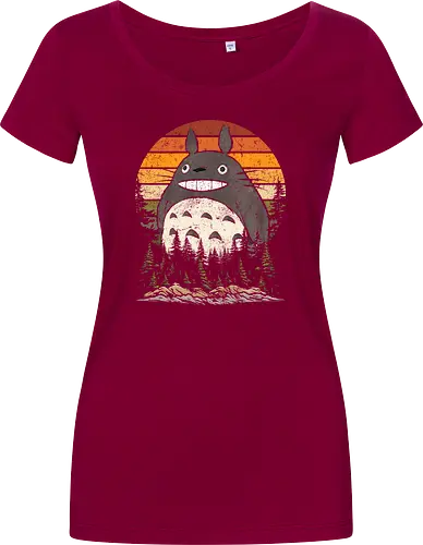 Autumn with my neighbor vintage - anime, manga, japan, retro, vintage, miyazaki, fall, autumn, cat, seasons, halloween - Women T-Shirt