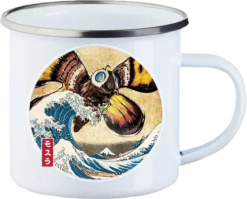The Great Giant Moth off Kanagawa - Enamel Mug