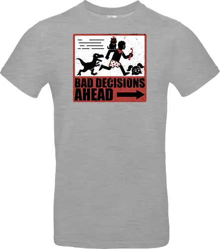 Dungeon Crawler Bad Decisions - Chaos, Velociraptor, Dinosaur, Bad Decisions, Destroy, Plan, Nerd, Geek, Fantasy, Adventure, Rpg, Litrpg, Book, Books, Bookworm, Science Fantasy, Science Fiction, Scifi, Cat, Pet, Carl, Funny, Post-apocalyptic, Apocalypse, Post Apocalyptic, Apocalyptic Cats, Postapocalypse, Post-apocalypse, Poster, Action, Punk, Explosion, Explosive, Books, Book, Crawler, Dungeon Crawler, Geometric, Anarchy, Anarchist, Sign - Standard T-Shirt