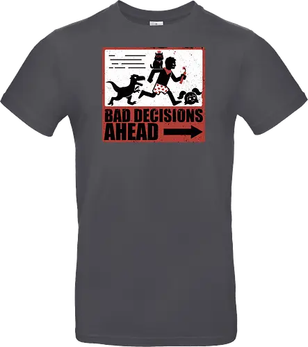 Dungeon Crawler Bad Decisions - Chaos, Velociraptor, Dinosaur, Bad Decisions, Destroy, Plan, Nerd, Geek, Fantasy, Adventure, Rpg, Litrpg, Book, Books, Bookworm, Science Fantasy, Science Fiction, Scifi, Cat, Pet, Carl, Funny, Post-apocalyptic, Apocalypse, Post Apocalyptic, Apocalyptic Cats, Postapocalypse, Post-apocalypse, Poster, Action, Punk, Explosion, Explosive, Books, Book, Crawler, Dungeon Crawler, Geometric, Anarchy, Anarchist, Sign - Standard T-Shirt