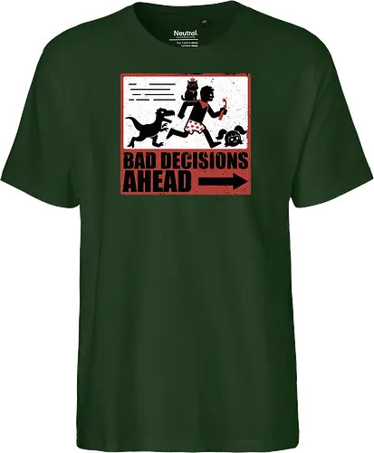 Dungeon Crawler Bad Decisions - Chaos, Velociraptor, Dinosaur, Bad Decisions, Destroy, Plan, Nerd, Geek, Fantasy, Adventure, Rpg, Litrpg, Book, Books, Bookworm, Science Fantasy, Science Fiction, Scifi, Cat, Pet, Carl, Funny, Post-apocalyptic, Apocalypse, Post Apocalyptic, Apocalyptic Cats, Postapocalypse, Post-apocalypse, Poster, Action, Punk, Explosion, Explosive, Books, Book, Crawler, Dungeon Crawler, Geometric, Anarchy, Anarchist, Sign - Fairtrade T-Shirt