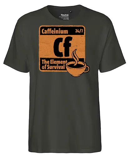Element of Coffee - Science, Scientist, Sciencific, Science Art, Scientists, Science Humor, Chemistry, Chemistry Joke, Chemistry Humor, Biology, Coffee, Coffee Shop, Coffee Time, Coffee Cup, Coffee Addict, Science Joke, Funny Science, Retro Science, Sarcastic Science, Vintage Science, Funny Science Quote, Periodic Table, Periodic Table Joke, Periodic Table Parody, Stem, Humor, Joke, Fun, Funny, Sarcasm, Sarcastic, Irony, Ironic, Research, Physics - Fairtrade T-Shirt