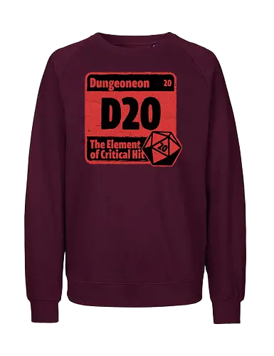 Element of Dungeon RPG - Critical Success, Science, Scientist, Sciencific, Science Art, Scientists, Science Humor, Science Joke, Funny Science, Retro Science, Sarcastic Science, Vintage Science, Funny Science Quote, Periodic Table, Periodic Table Joke, Periodic Table Parody, Stem, Humor, Joke, Fun, Funny, Sarcasm, Sarcastic, Irony, Ironic, Research, Physics, Chemistry, Chemistry Joke, Chemistry Humor, Biology, Dungeon Master, Dungeon, Dice, D20, Critical Hit, Critical, Critical Fail, Critical Role - Fairtrade Sweatshirt
