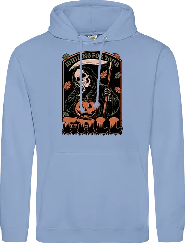 Grim Reaper Autumn - Pain, Halloween, Halloween Design, Halloween Art, Halloween Aesthetic, Halloween Pumpkin, Halloween Vibes, Spooky, Spooky Season, Creepy, Scary, Scary Art, Pumpkins, Pumpkin, Skeleton, Skull, Dark, Horror, Horror Stories, Fright, Creature, Autumn, Autumn Leaves, Autumn Vibes, Autumn Season, Fall, Fall Leaves, Fall Vibes, Leaves, Leaf, Pumpkin Season, Fun, Funny, Dark Humor, Humor, Sarcastic, Sarcasm, Irony, Dread, Existential Dread. Laugh, Laughing, Nihilist Humor, Nihilist, Relatable - Standard Hoodie