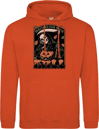 Grim Reaper Autumn - Pain, Halloween, Halloween Design, Halloween Art, Halloween Aesthetic, Halloween Pumpkin, Halloween Vibes, Spooky, Spooky Season, Creepy, Scary, Scary Art, Pumpkins, Pumpkin, Skeleton, Skull, Dark, Horror, Horror Stories, Fright, Creature, Autumn, Autumn Leaves, Autumn Vibes, Autumn Season, Fall, Fall Leaves, Fall Vibes, Leaves, Leaf, Pumpkin Season, Fun, Funny, Dark Humor, Humor, Sarcastic, Sarcasm, Irony, Dread, Existential Dread. Laugh, Laughing, Nihilist Humor, Nihilist, Relatable - Standard Hoodie