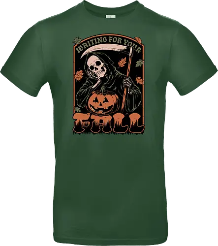 Grim Reaper Autumn - Pain, Halloween, Halloween Design, Halloween Art, Halloween Aesthetic, Halloween Pumpkin, Halloween Vibes, Spooky, Spooky Season, Creepy, Scary, Scary Art, Pumpkins, Pumpkin, Skeleton, Skull, Dark, Horror, Horror Stories, Fright, Creature, Autumn, Autumn Leaves, Autumn Vibes, Autumn Season, Fall, Fall Leaves, Fall Vibes, Leaves, Leaf, Pumpkin Season, Fun, Funny, Dark Humor, Humor, Sarcastic, Sarcasm, Irony, Dread, Existential Dread. Laugh, Laughing, Nihilist Humor, Nihilist, Relatable - Standard T-Shirt