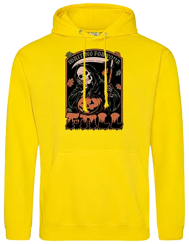 Grim Reaper Autumn - Pain, Halloween, Halloween Design, Halloween Art, Halloween Aesthetic, Halloween Pumpkin, Halloween Vibes, Spooky, Spooky Season, Creepy, Scary, Scary Art, Pumpkins, Pumpkin, Skeleton, Skull, Dark, Horror, Horror Stories, Fright, Creature, Autumn, Autumn Leaves, Autumn Vibes, Autumn Season, Fall, Fall Leaves, Fall Vibes, Leaves, Leaf, Pumpkin Season, Fun, Funny, Dark Humor, Humor, Sarcastic, Sarcasm, Irony, Dread, Existential Dread. Laugh, Laughing, Nihilist Humor, Nihilist, Relatable - Standard Hoodie