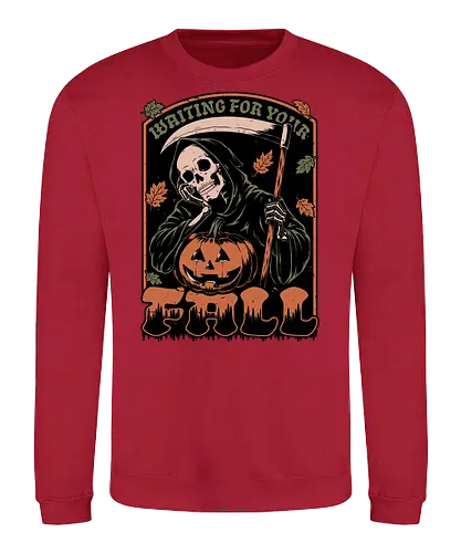 Grim Reaper Autumn - Pain, Halloween, Halloween Design, Halloween Art, Halloween Aesthetic, Halloween Pumpkin, Halloween Vibes, Spooky, Spooky Season, Creepy, Scary, Scary Art, Pumpkins, Pumpkin, Skeleton, Skull, Dark, Horror, Horror Stories, Fright, Creature, Autumn, Autumn Leaves, Autumn Vibes, Autumn Season, Fall, Fall Leaves, Fall Vibes, Leaves, Leaf, Pumpkin Season, Fun, Funny, Dark Humor, Humor, Sarcastic, Sarcasm, Irony, Dread, Existential Dread. Laugh, Laughing, Nihilist Humor, Nihilist, Relatable - Sweatshirt