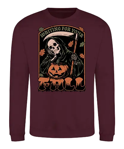 Grim Reaper Autumn - Pain, Halloween, Halloween Design, Halloween Art, Halloween Aesthetic, Halloween Pumpkin, Halloween Vibes, Spooky, Spooky Season, Creepy, Scary, Scary Art, Pumpkins, Pumpkin, Skeleton, Skull, Dark, Horror, Horror Stories, Fright, Creature, Autumn, Autumn Leaves, Autumn Vibes, Autumn Season, Fall, Fall Leaves, Fall Vibes, Leaves, Leaf, Pumpkin Season, Fun, Funny, Dark Humor, Humor, Sarcastic, Sarcasm, Irony, Dread, Existential Dread. Laugh, Laughing, Nihilist Humor, Nihilist, Relatable - Sweatshirt