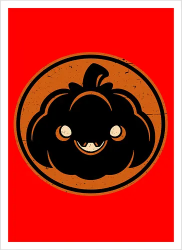 Halloween Spooky Pumpkin - Halloween, Halloween Design, Halloween Art, Halloween Aesthetic, Halloween Pumpkin, Halloween Vibes, Spooky, Spooky Season, Creepy, Scary, Scary Art, Pumpkins, Pumpkin, Dark, Horror, Horror Stories, Fright, Autumn, Autumn Leaves, Autumn Vibes, Autumn Season, Pumpkin Season, Cute, Smile, Smiling - Artprint