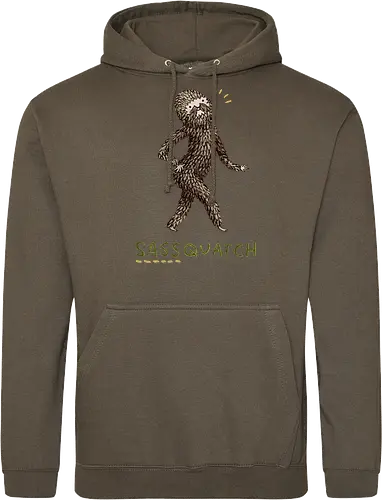 Braunes Pelziges Wesen Freche Pose Haltung Rosige Wangen - braunes pelziges eitles Wesen, elegante selbstbewusste mythische Pose, rosige Wangen goldener Glanz, Wald Legende Wortspiel, kreative Haltung Humor Kunst, handgefertigte Wesen Illustration, strukturiertes braunes beiges Fell, lustige moosgrüne Typografie, Popkultur Humor Geschenk, mythisches Wesen Haltung Shirt, Stadtlegende süße Illustration, Folklore Wesen Humor Kunst, pelziger Charakter Laufsteg Pose, Wald Wesen Pop Humor, kreatives englisches Folklore Wortspiel - Standard Hoodie